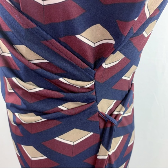 Gilli burgundy & navy blue faux wrap tie waist dress - Picture 9 of 12